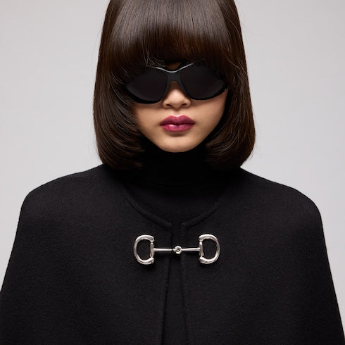 Wool and silk Horsebit cape