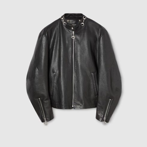 Leather jacket with Horsebit