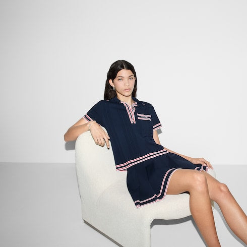 Polo top with striped trim