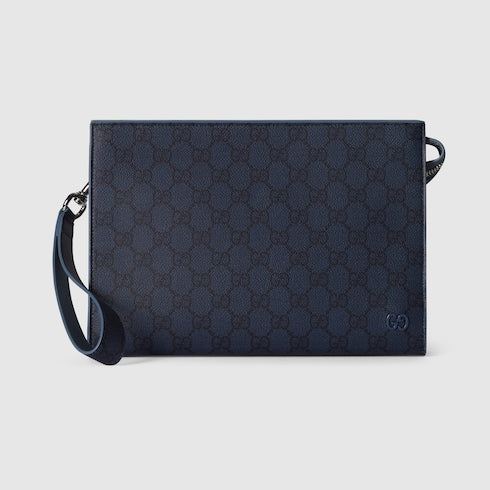 Dusty blue trim medium pouch