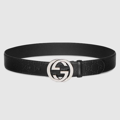 Men's Black Gucci Signature Leather Belt