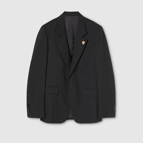 Single-breasted GG wool jacket