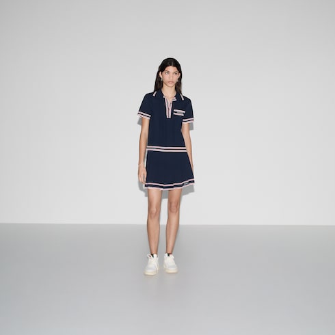 Polo top with striped trim
