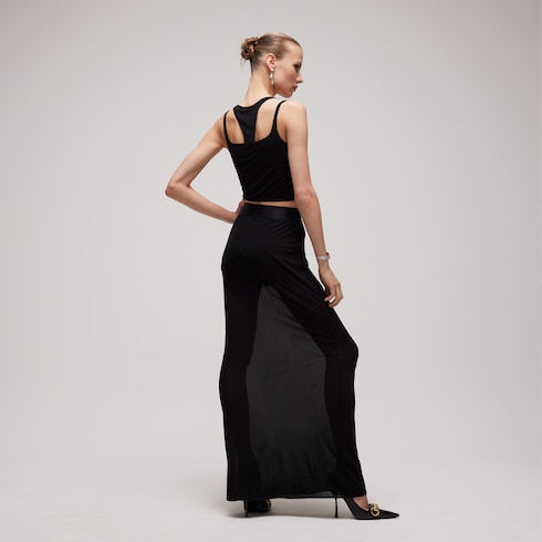 Viscose crêpe jersey long skirt