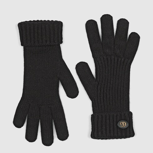 Wool cashmere gloves with Double G