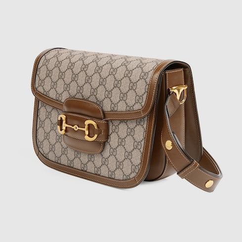 GG Supreme / Brown Gucci 1955 Horsebit Shoulder Bag