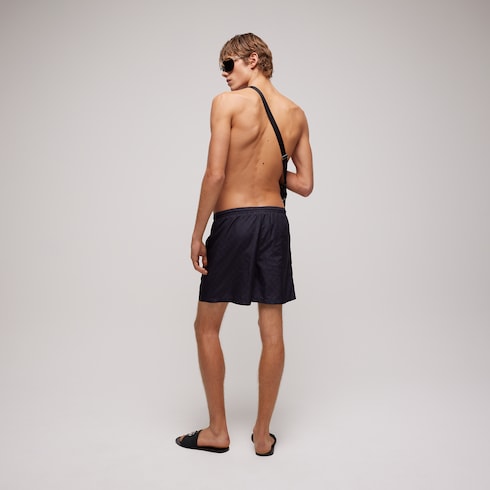 Printed polyester poplin swim shorts