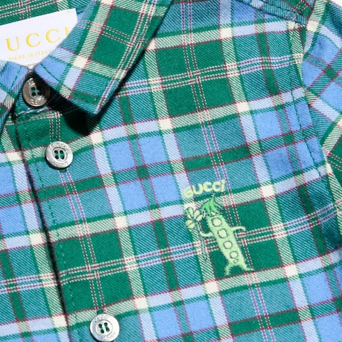 Baby tartan shirt with embroidery