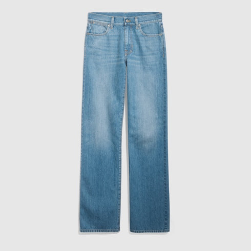 Bleached washed cotton denim pants