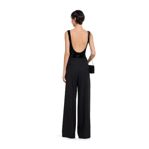 Chenille bodysuit with GG crystals
