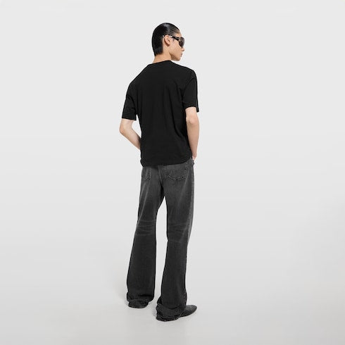 Cotton jersey T-shirt with devoré detail