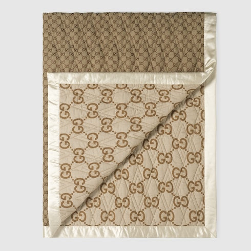 Double-sided GG quilted cotton blanket
