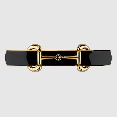 Horsebit hair clip with enamel