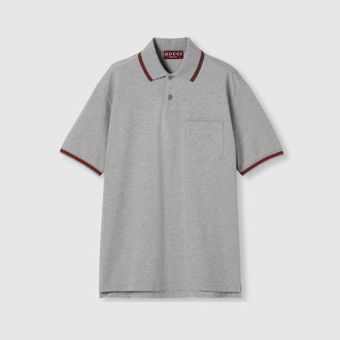 Cotton piquet polo shirt with embroidery