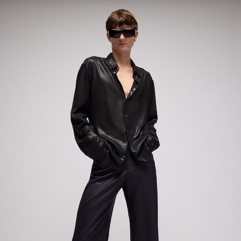 Shiny technical satin shirt
