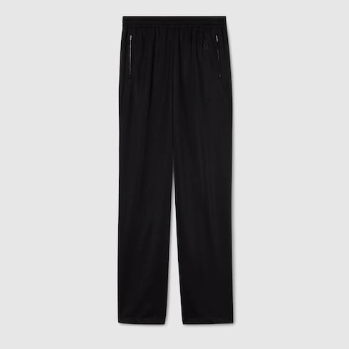 Jersey leisure pants with embroidery