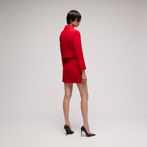 Crêpe wool jacket with Double G button