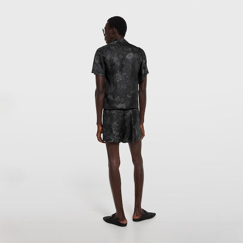 Printed silk twill shorts