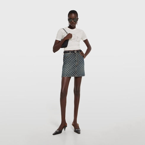 Thin belt with Interlocking G buckle