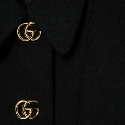 Crêpe wool jacket with Double G button