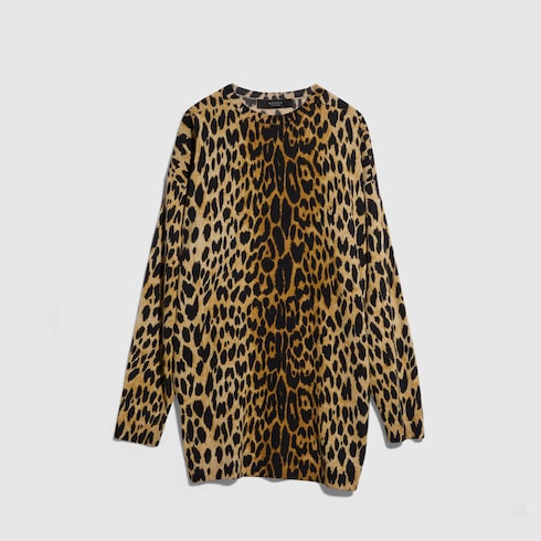Printed knit cashmere dress