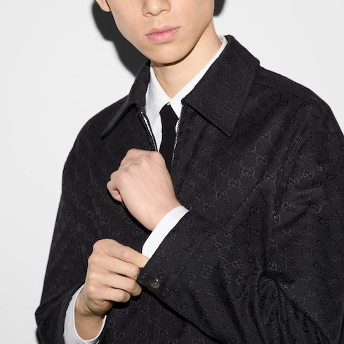 Reversible nylon and GG canvas jacket
