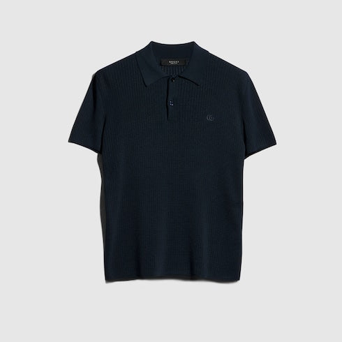 Technical knit fabric polo shirt with embroidery
