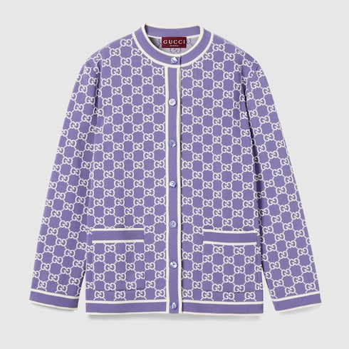 GG fine cotton jacquard cardigan