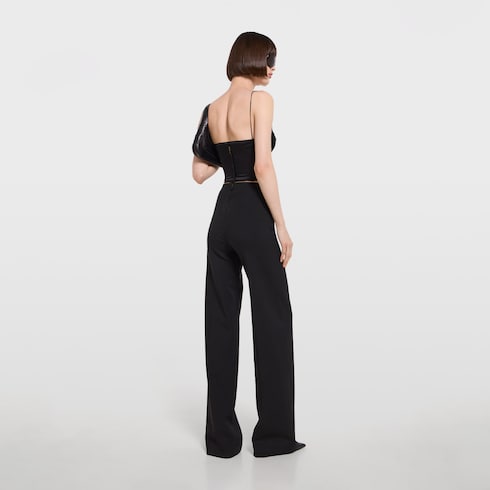Embroidered silk satin top