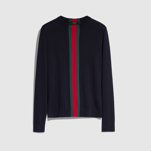 Knit cotton sweater with Web intarsia
