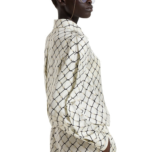 Printed silk twill shirt