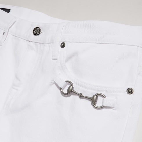 Cotton denim pants with Horsebit