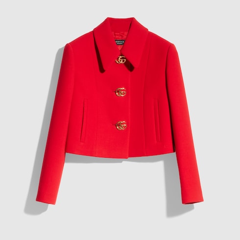 Crêpe wool jacket with Double G button