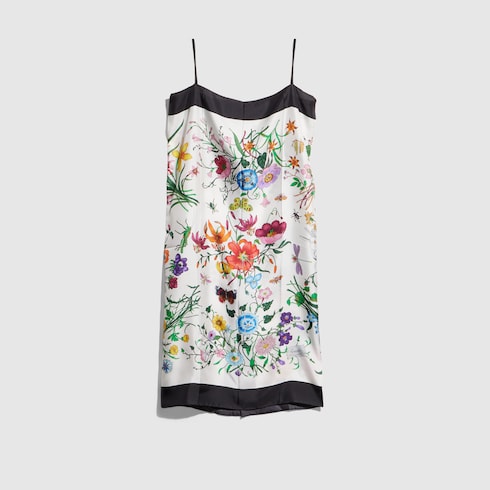 Printed silk twill dress