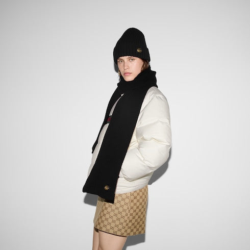 Wool cashmere scarf with Double G