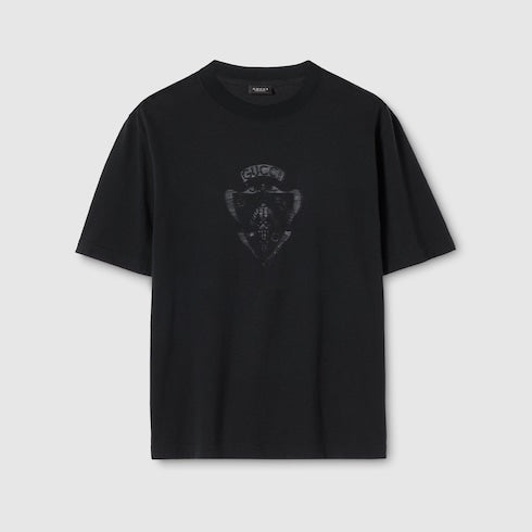 Cotton jersey T-shirt with devoré detail