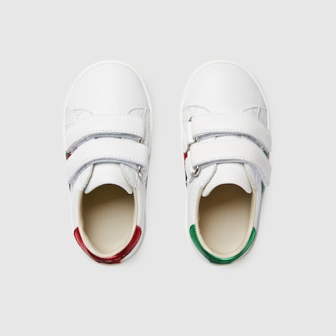 White Leather Toddler Sneaker With Web