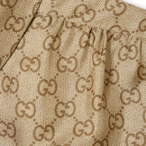 Printed silk twill shirt with bow