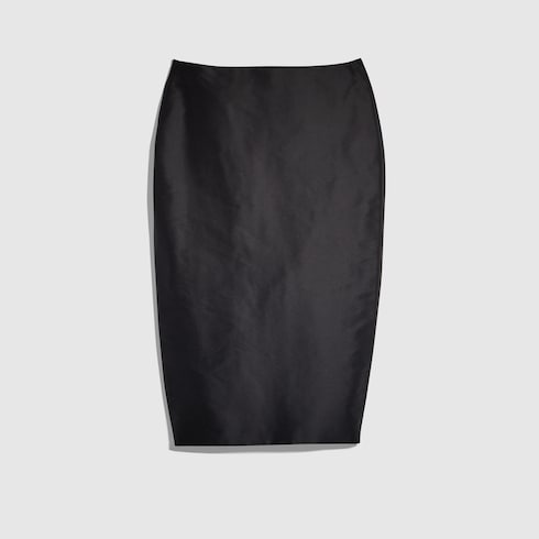 Fine silk faille midi skirt