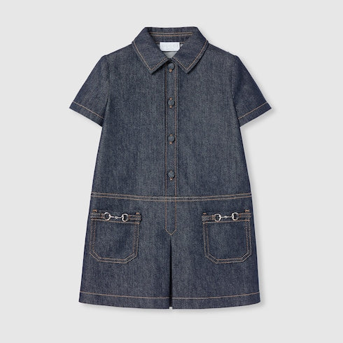 Children's denim dress with Horsebit
