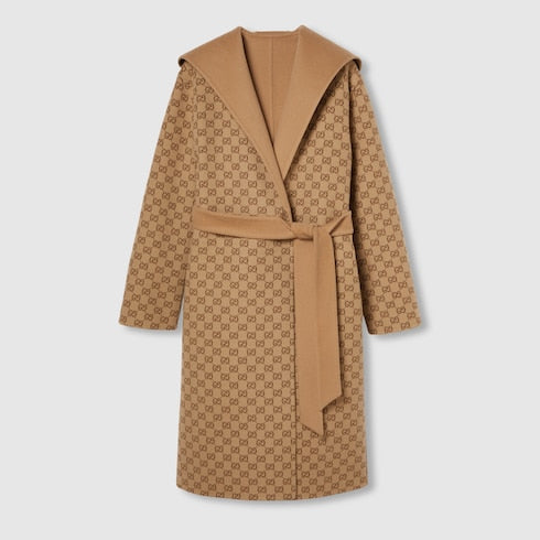 Reversible GG silk wool blend coat