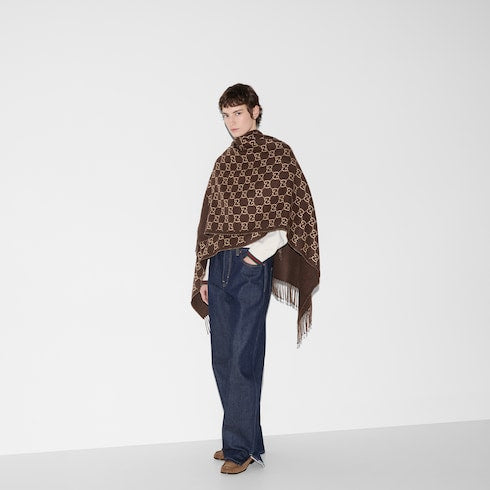 GG wool jacquard cape