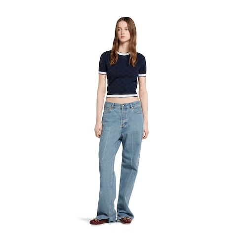 GG fine cotton jacquard top