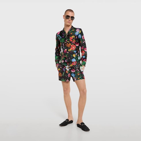 Printed nylon swim shorts