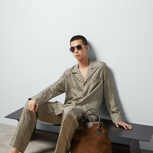 GG printed silk shirt