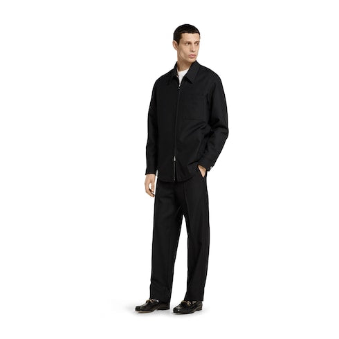 Wool blend twill pant with logo