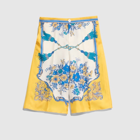 Printed silk twill pants