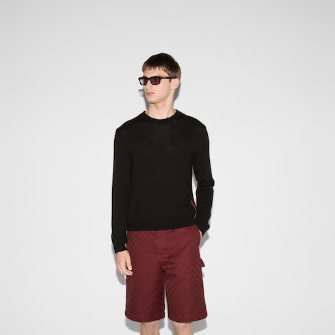 Cashmere sweater with Web intarsia