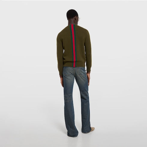 Knit wool sweater with Web intarsia