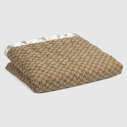 Double-sided GG quilted cotton blanket